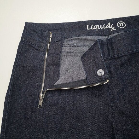 Liquid X Ladies Size 11 Dark wash Straight Slimmer Leg Blue Jeans - Picture 6 of 11